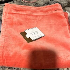 Washed Velvet Pillow Cover in Coral pottery barn  set 2